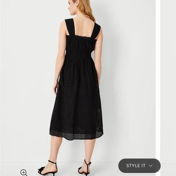 NWT Ann Taylor Eyelet Gathered Flare Dress - Picture 3 of 6